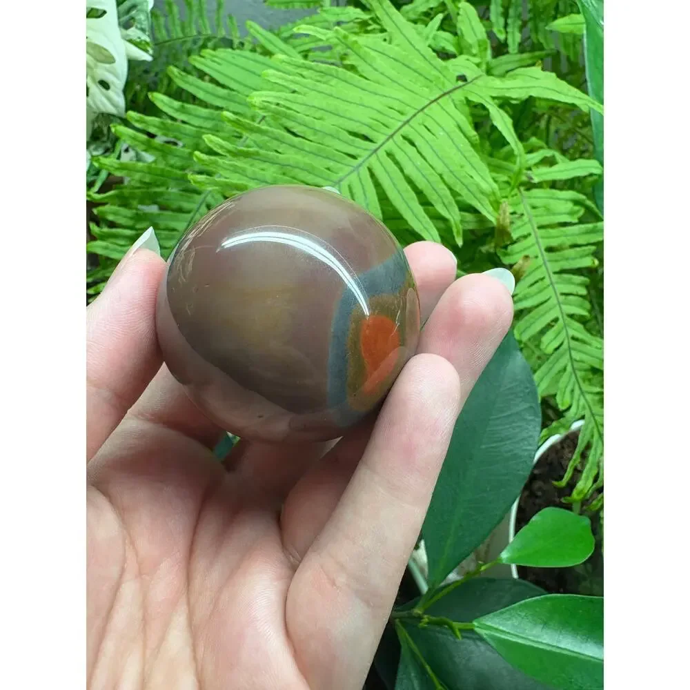 Polychrome Jasper Sphere – Earthy Red & Grey Orb - Picture 10 of 10